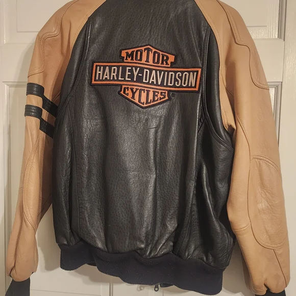 Harley-Davidson Black and Tan Leather Jacket Women/ Men Small